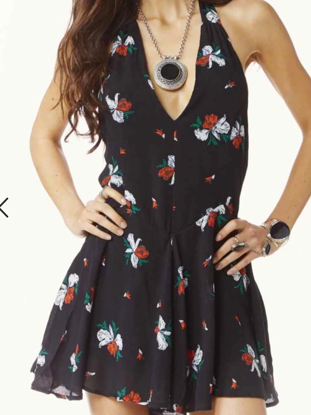 Free People Black Floral romper